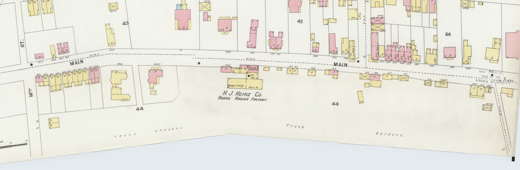 1896 Sanborn map showing the H.J. Heinz horseradish factory