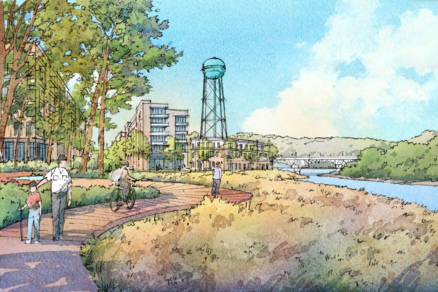 Rendering of the riverfront trail